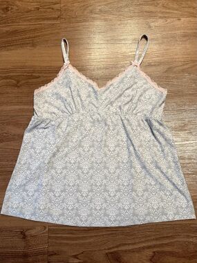 Delicate Gray & Pink Lace Cami Tank